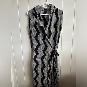 Manaola Black and White Sleeveless Wrap Jumpsuit